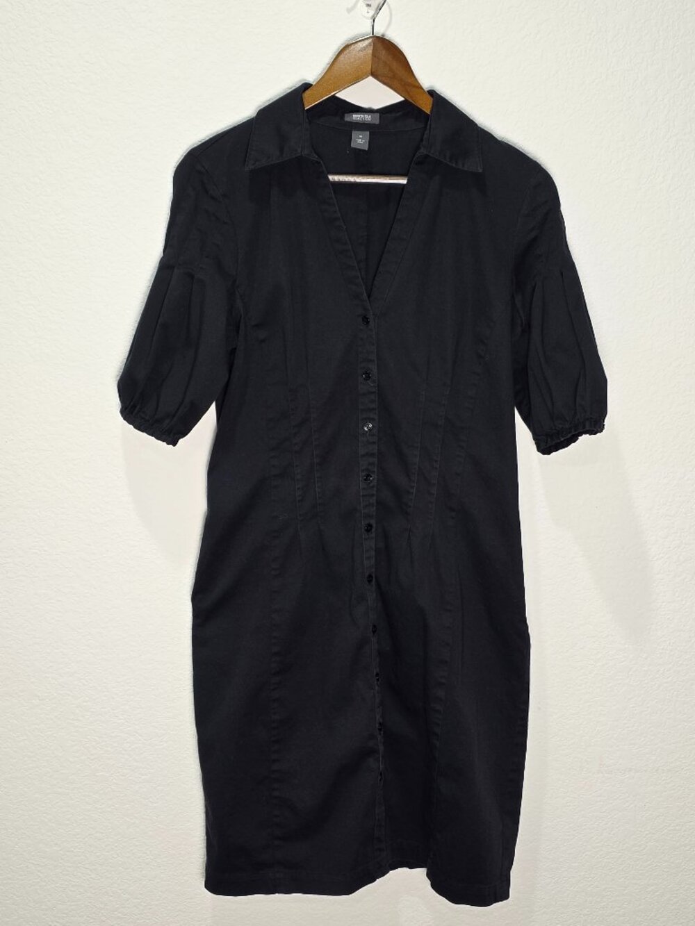 Kenneth Cole Reaction Black Button Front Utility Shirt Dress Size 10